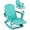 Aqua Blue, variant on KINGYES Adirondack Rocking Chair with Retractable Ottoman and Cup Holders, HDPE Adirondack Rocker Patio Rocking Chair for Porch, Patio, Balcony,  Blue