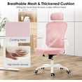 thumbnail image 6 of Farini Ergonomic Office Chair, Home Office Desk Chair with Headrest, High Back Computer Chair with Armrests and Adjustable Lumbar Support for Home Office Bedroom Study Room, White & Pink, 6 of 7