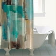 thumbnail image 2 of Ensemble de Rideau de Douche avec Doublure à Boutons-Pression, Galerie d'Art Bleu Marine Vert (1) Rideaux de Douche Doublure de Douche Réutilisable, Rideau de Bain Simple en Polyester, 72x72 Pouces, 2 of 4