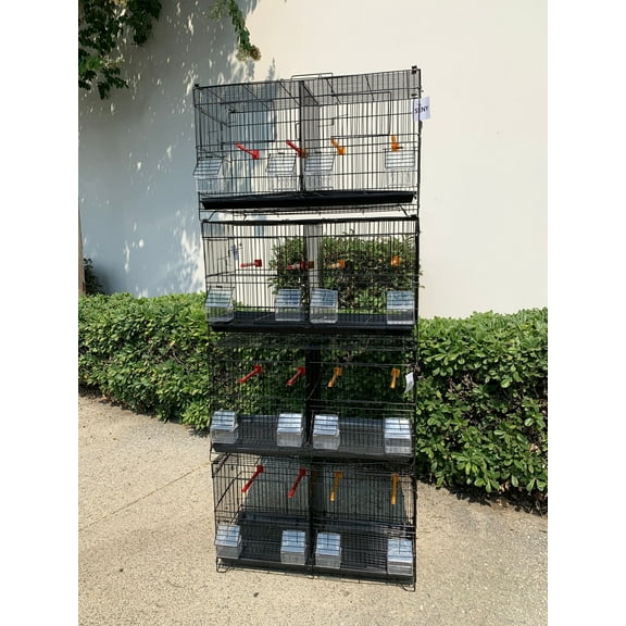 Seny Set of 4 Stackable Breeding Bird Cage for Canary Finch Small Birds Black
