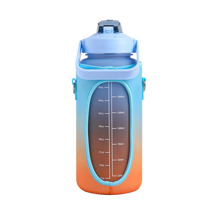 Half Gallon Water Bottle with Sleeve & Strap 64 OZ Motivational Water  Bottle with Straw & Time Marker to Drink Leakproof Tritan BPA Free Workout  Gym