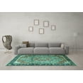 thumbnail image 3 of Ahgly Company Machine Washable Indoor Rectangle Medallion Turquoise Blue Traditional Area Rugs, 7' x 10', 3 of 4