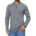 thumbnail image 1 of Suéter de pullover de media cremallera para hombre INSPIRE CHIC, suéter de polo de cuello alto tejido, color gris L, 1 of 6