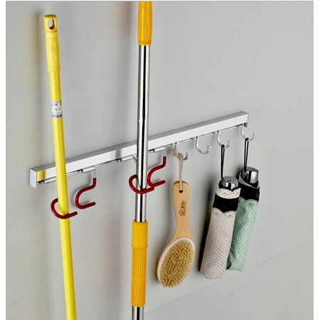 Smarit Mop and Broom Holder wall Organizer Tool Storage & Organization for Home, Closet, Wall Broom Garage Rack,multi Function Mops, Brooms, or Sports Holder 4 Positions