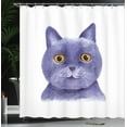 thumbnail image 3 of Ambesonne Cat Shower Curtain, Watercolor Purple Goofy Kitty, 69"Wx70"L, Purple Marigold and Quartz, 3 of 4