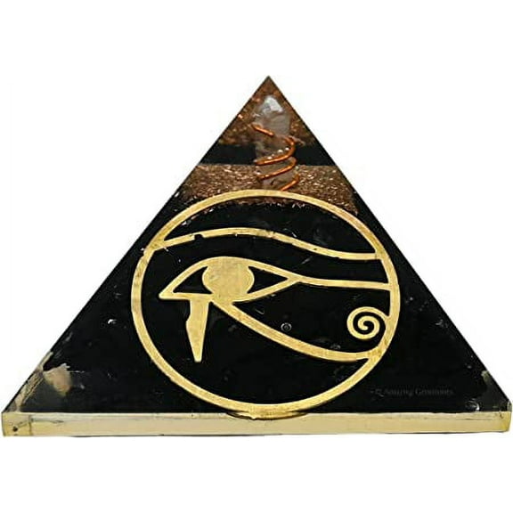 Shungite Crystal Orgone Pyramid, Organite Pyramid Eye of Horus