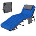 thumbnail image 1 of CoSoTower Chaise Longue Pliante avec Dossier Inclinable à 4 Niveaux et Coussin, Bleu, 1 of 7