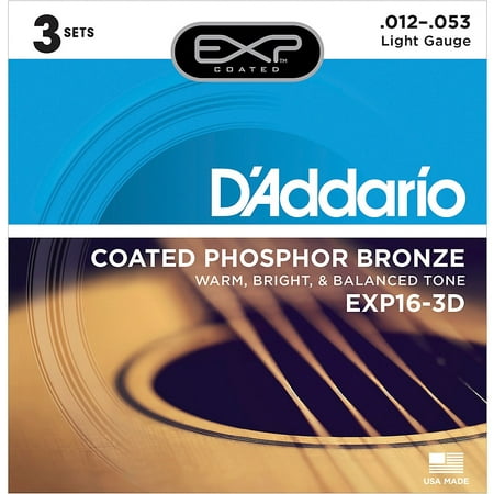 D'Addario EXP16-3D Coated Phosphor Bronze Light Acoustic Guitar Strings