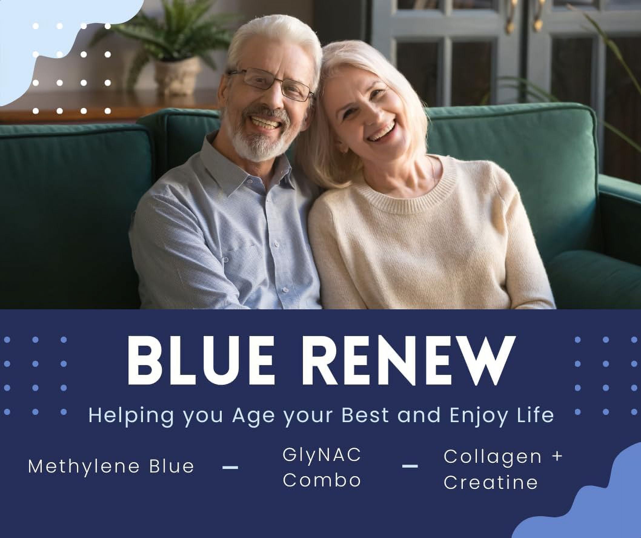 Methylene Blue Pharmaceutical Grade Capsules, with Added Glycine + NAC for Enhanced Antioxidant Activity, Collagen and Creatine for Anti-Aging Support, Youth and Longevity Formula