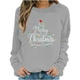 thumbnail image 4 of Christmas Sweatshirts for Women Merry Christmas Alphabets Graphic Pullover Sweater Blouses Crew Neck Shirts Top Long Sleeve Sweatshirt Top Xmas Clothes, 4 of 6