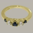 thumbnail image 5 of LBG British Made Classic Solid 14k Yellow Gold Natural Sapphire & Cultured Pearl Womens band Ring - 33 size options - Size 5.25, 5 of 6