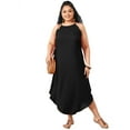 thumbnail image 4 of Womens Plus Size Spaghetti Strap Casual Solid Color Flowy Swing Dresses FZH, 4 of 9