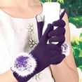 thumbnail image 3 of Winter Purple Women Touchscreen Gloves For Cold Weather, Chenille Warm Cable Knit Elastic Texting Thermal Driving, 3 of 5