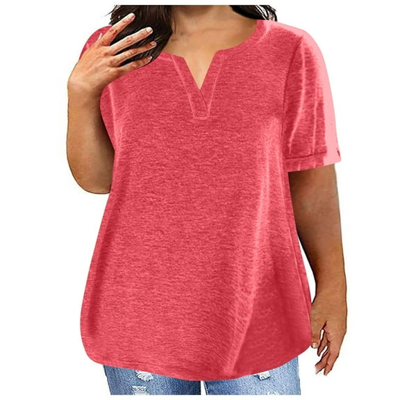 Aofany Women's Plus Size T Shirts Summer Short Sleeve Pullover Tunic Tops