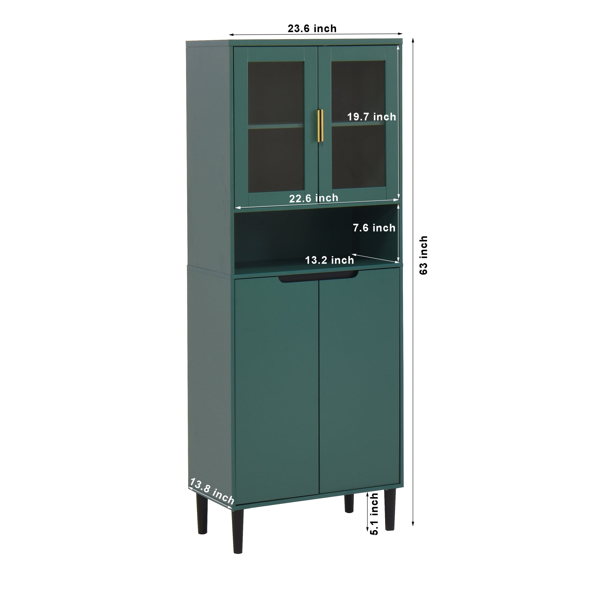 63" Tall Bookcases,Freestanding Display Storage Shelves with Adjustable Board for Living room Bedroom Storage,Green