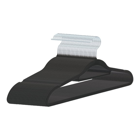 Unique Bargains Velvet Non-Slip Hangers Space Saving Clothes Hangers 30 Packs Black