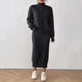 thumbnail image 2 of JGGSPWM Women's Casual Pullover Sweater Tops High Collar Long Sleeves Blouse Elastic Waist Skirt Two Piece Set Knitted Suit Black XL, 2 of 6