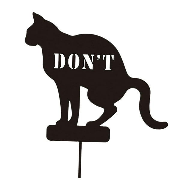 Letrero de Prohibición de Caca para Gatos shamjiam con Estaca de Hierro Decoración de Jardín