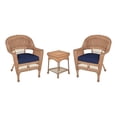 thumbnail image 1 of Jeco Ensemble de Conversation pour Patio en Résine Osier 3 Pcs, Miel et Bleu, 1 of 10