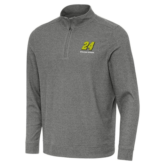 Men's-Antigua  Heather Black William Byron Subtle Quarter-Zip Pullover Top