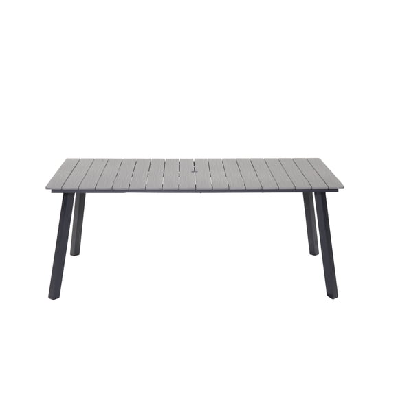 FFZ 70 inch Foldable Outdoor Dining Table with Iron Frame and Plastic Wood Top, Grey