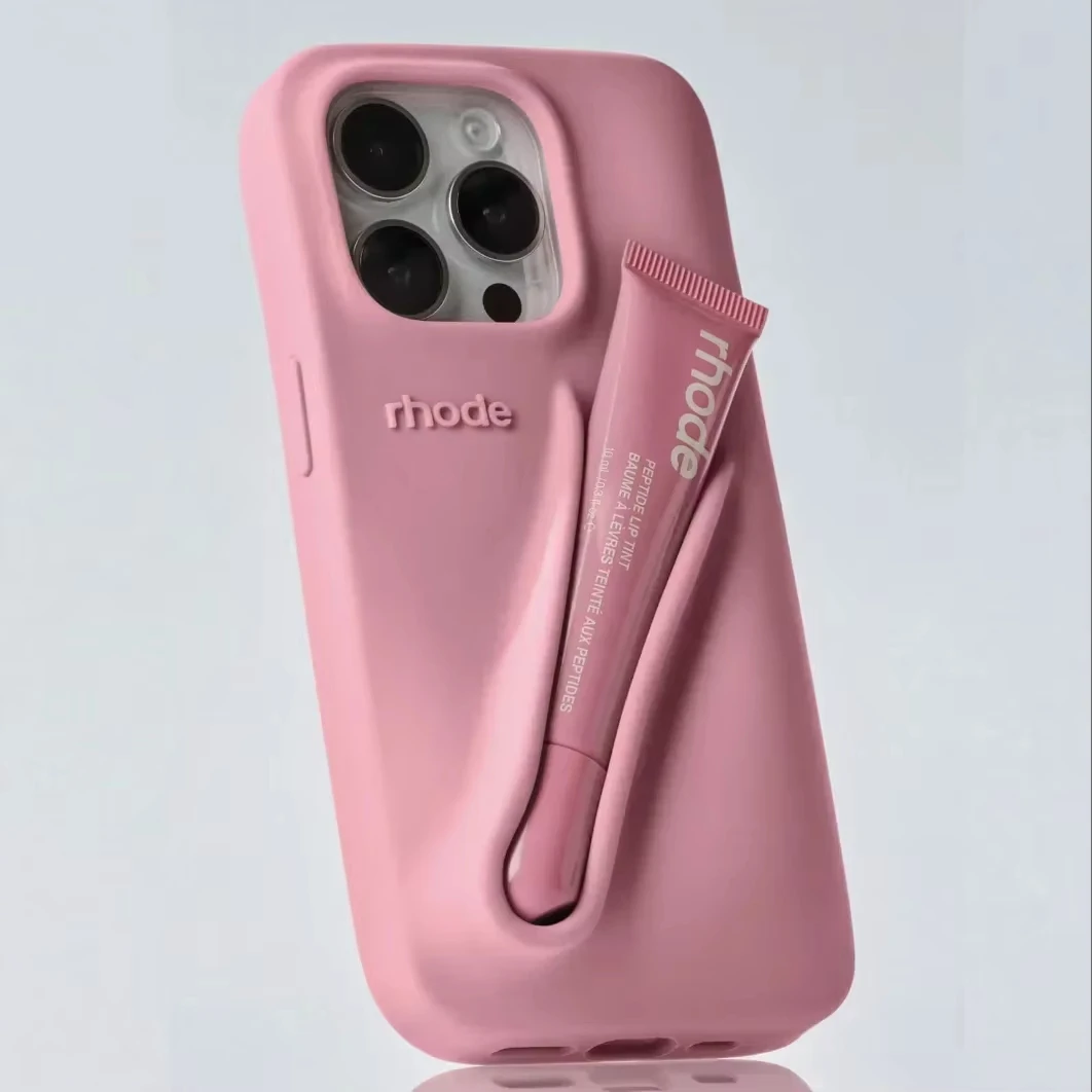 ⭐︎wa⭐︎rhode iPhone 14/15 iPhoneケース＆リップ Rhode Lipstick Lip Holder Soft Silicone Phone Case for iPhone 14