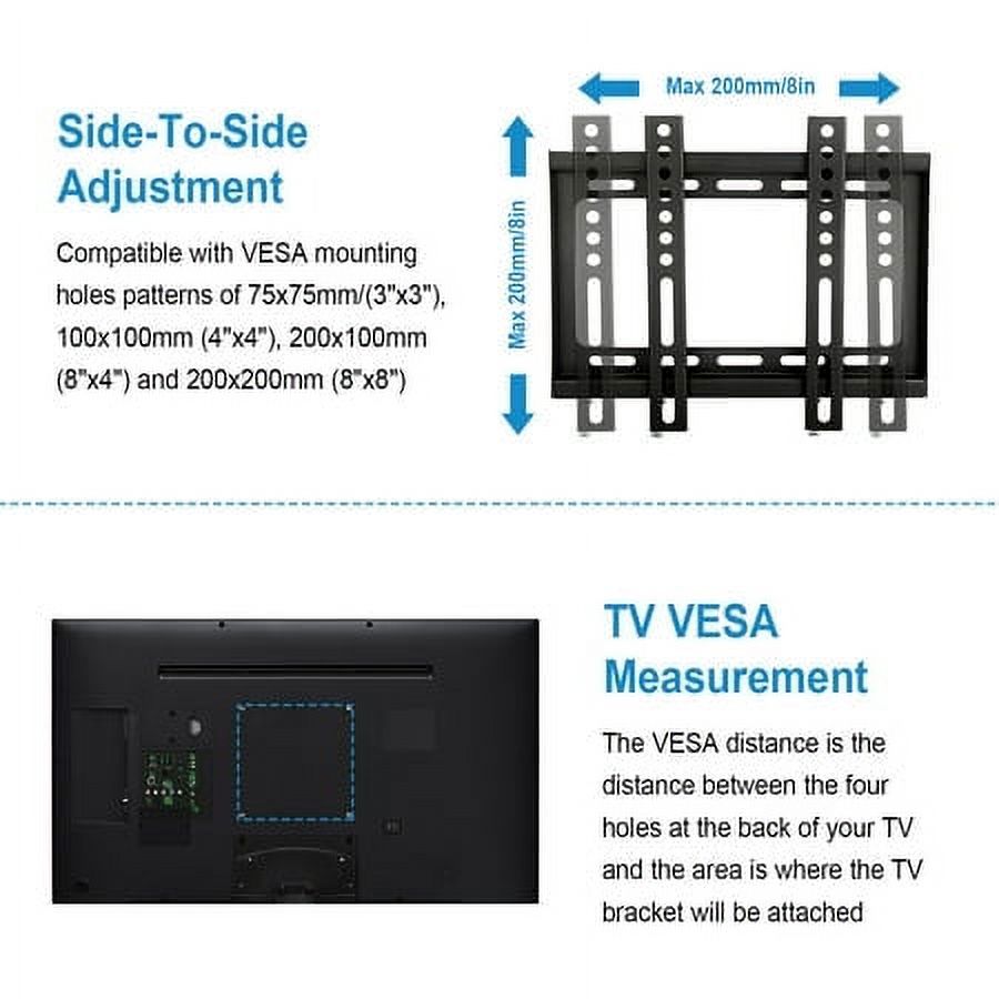 TV Mount Fixed for 23-42 Inch TVs, TV Wall Mount TV Bracket up to 200x200mm and 66 LBS Loading Capacity, Low Profile and Space Saving - image 2 of 7