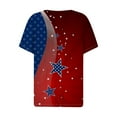 thumbnail image 3 of American Flag Women Tops Dressy Casual 3/4 Sleeve Loose Cute Trendy Patriotic T-Shirt Shirts USA Flag Star Stripes Printed Tunics Top Plus Size for Women Button Neck Patriotic Blouse, 3 of 4