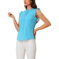 thumbnail image 4 of INSPIRE CHIC Mother's Day Women's Sleeveless Blouse Ruffled Pleated Wear-to-Work Chic Blouse XL Sky Blue, 4 of 6