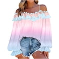 thumbnail image 1 of Chandail à Capuche Oversize pour Femmes, Mode, Grande Taille, Manches Longues, Épaules Dénudées, Blouse Unie, T-Shirt, Col Rond, Rose, 1 of 6