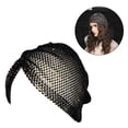 thumbnail image 2 of lanema Bling Rhinestone Beanie Glitter Crystal Fishnet Mesh Hat Nightclub Elastic Hat, 2 of 20