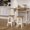 Distressed White, variant on OSHOME 3-Piece Farmhouse Folding Dining Table Set with 2 Stools – Solid Pine Drop Leaf Kitchen Table Set in Corona Brown