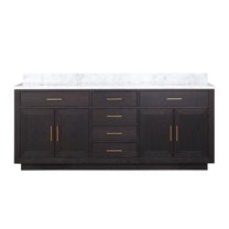 Abbey 80 in W x 22 in D Black Oak Double Bath Vanity and Carrara Marble Top