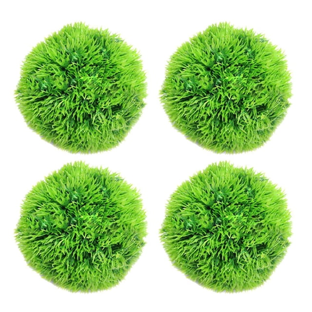 Bola De Algas Marinas Verdes Plantas De Adorno De Malezas De Agua Artificiales Para La Decoración Del Acuario Del Tanque De Peces 4 Uds