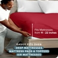 thumbnail image 6 of (2 pack) Bare Home Fitted Sheet - 22" Extra Deep Pocket - Premium 1800 Collection - Twin-XL, Red, 6 of 7