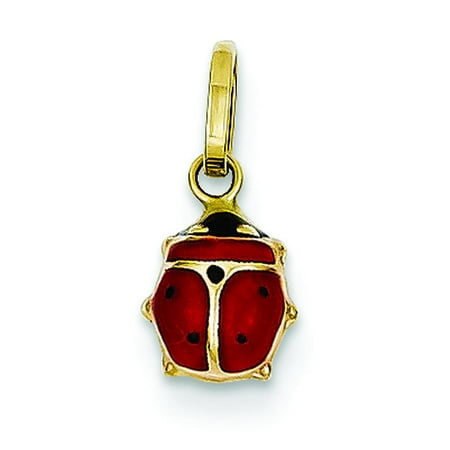 Charm Insert - 14K Yellow Gold Enameled Ladybug Charm Insect Jewelry