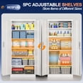 thumbnail image 5 of BESFUR Metal Cabinet with 5 Adjustable Shelves and Doors, Locking Storage Cabinet for Garage, Classroom and Office - White, 5 of 8