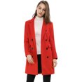 thumbnail image 1 of INSPIRE CHIC Women's Notched Lapel Collar Double Breasted Mid Length Overcoat, 1 of 6