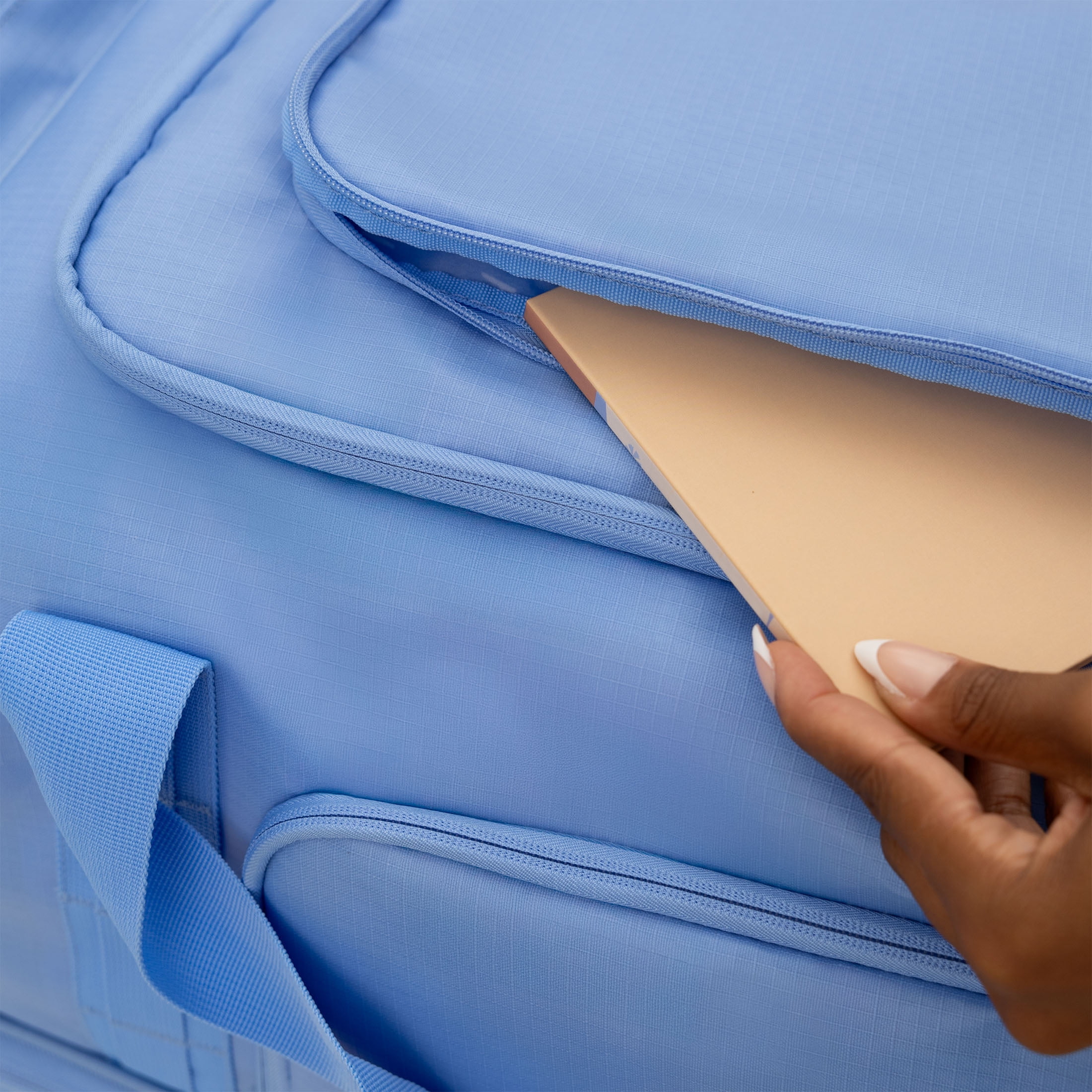 iFLY 30" Drop-Bottom Rolling Duffel – Large Travel Bag with Wheels, Frost Blue