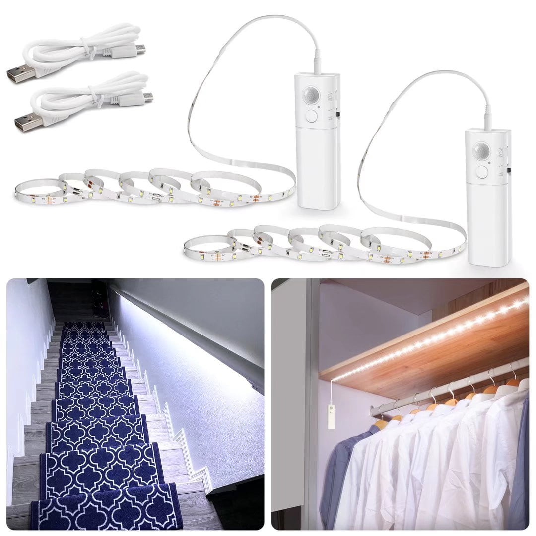 Wireless PIR Motion Sensor LED Strip Lamp Bed Cabinet Closet Stairs Night Light 