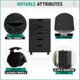 thumbnail image 4 of PetFurnishn Home 5 Drawer Office Storage File Cabinet Under Desk Cabinets for Organization Filing with Wheels, Printer Stand Storage, 180 lbs Capacity, Distressed Black, 4 of 18