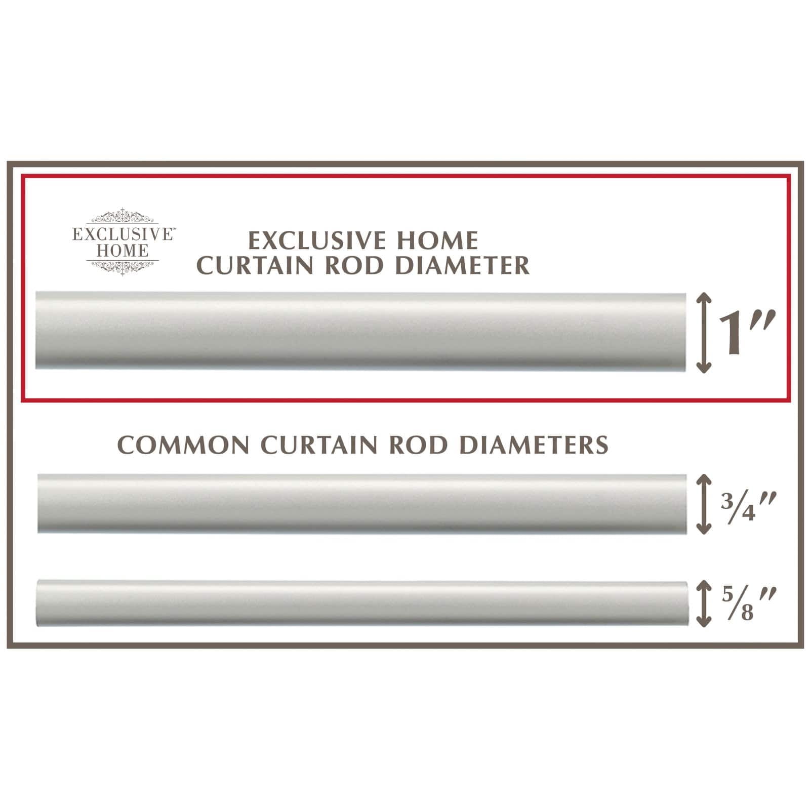 Exclusive Home Jetson 1" Curtain Rod and Coordinating Finial Set, Matte Silver, Adjustable 66"-120"