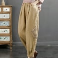 thumbnail image 2 of New Literary Retro Plus Size Cropped Harem Pants Lace Patch Women's And Linen Slacks, 2 of 6