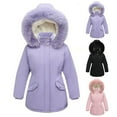 thumbnail image 7 of CPNG Kids Girl's Long Coat Waterproof Winter Warm Outerwear Winter Fleece Coat Long Puffer Jacket with Faux Fur Hood Parka Puffer Jacket Clothes, 7 of 7