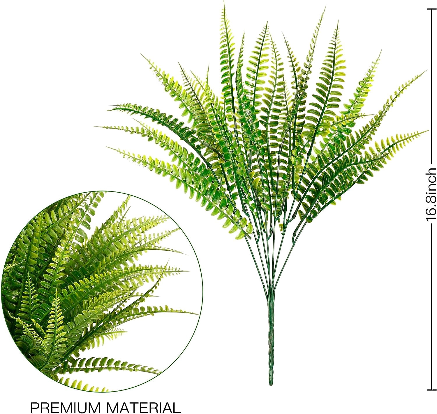 4PCS Artificial Boston Fern Fall Plant Fake Bushes Shrubs Outdoor Greenery UV Resistant Plants Faux Plastic Plants for Home Garden Indoor Fall Thanksgiving Autumn Decor (Green)