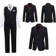 thumbnail image 5 of 3-Piece Boys Pinstripe Suit Set: Formal Blazer Vest + Shirt & Bow Tie | Wedding, Easter, Communion Outfit for Toddler to Youth (Size 2-14), 5 of 8