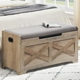 thumbnail image 4 of GloryStar 39.4 Inch Storage Ottoman Bench, X-Shaped Design with Upholstery and Two Safety Hinges, 300 lb Capacity, 4 of 9