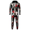 thumbnail image 5 of MEZZALL 1-Pack Adults Unisex Skeleton Print Hooded Onesie, Full Zip Halloween Skeleton Bodysuit, Matching Long Sleeve Jumpsuit, 5 of 6