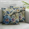 thumbnail image 3 of Nawypu  Floral Throw Pillow Case Spring Plant Flowers Hydrangea Hibiscus Iris Bird Leaf Pillow Cover Decorative Square Cushion Accent  for Sofa Chair Blue Green, 3 of 5