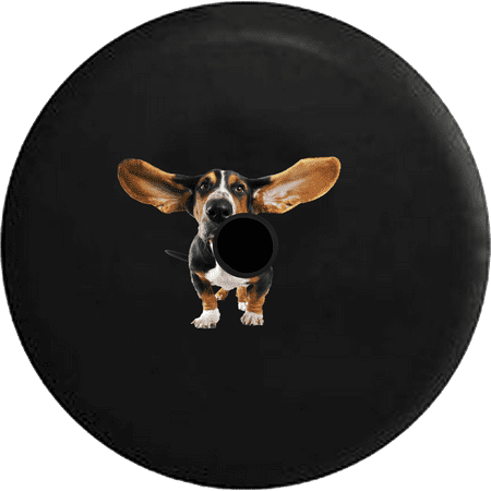 2018 2019 Wrangler JL Backup Camera Basset Hound Dog Ears Blowing in the Wind Spare Tire Cover for Jeep RV 32